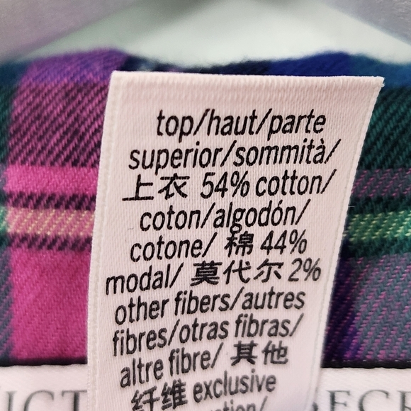 Victoria's Secret Teal Blue and Pink Plaid Flannel 2pc Pockets PJ's Size M - Picture 10 of 16